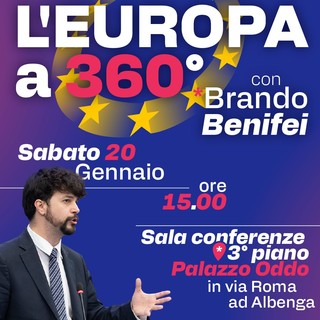 “Europa 360°”: ad Albenga un incontro con l’europarlamentare Pd Brando Benifei