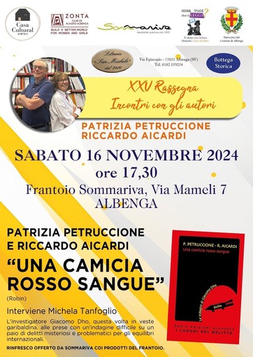 Albenga, al Frantoio Sommariva la presentazione del libro “Una camicia rosso sangue” di Petruccione e Aicardi