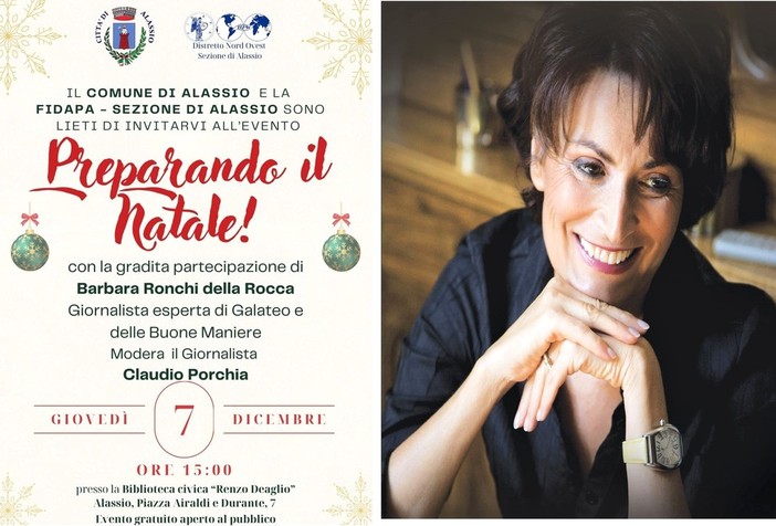 Alassio, storia e curiosità del Natale al centro dell’incontro con Barbara Ronchi della Rocca