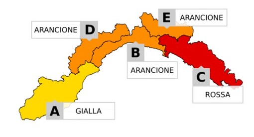 Maltempo in Liguria, nel savonese dalle 21 allerta gialla