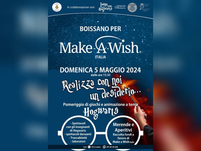 &quot;Boissano per Make a Wish&quot;, un evento a tema Harry Potter per regalare un sorriso ad un piccolo guerriero