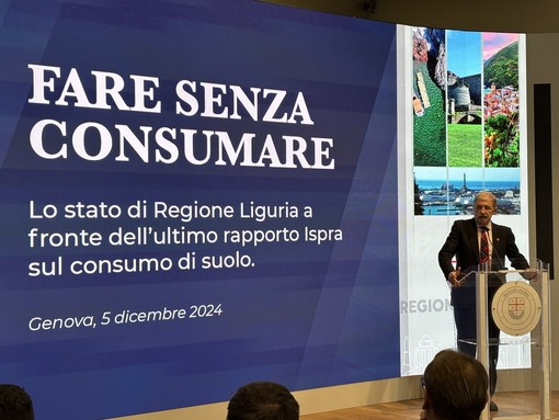 Consumo del suolo, nel 2023 la Liguria ha perso ventotto ettari ma è la seconda regione più virtuosa in Italia. Bucci: “Non siamo quelli dello ‘zero cemento’, ma degli interventi necessari”