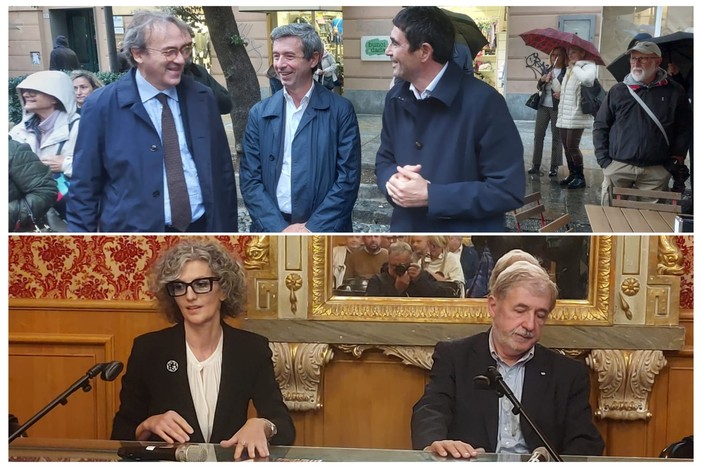 Regionali, sia Bucci che Orlando a Savona. Il candidato del cdx: &quot;Sono quelli del no&quot;. L'ex Ministro:&quot;Racconta una Liguria che non esiste&quot; (FOTO E VIDEO)