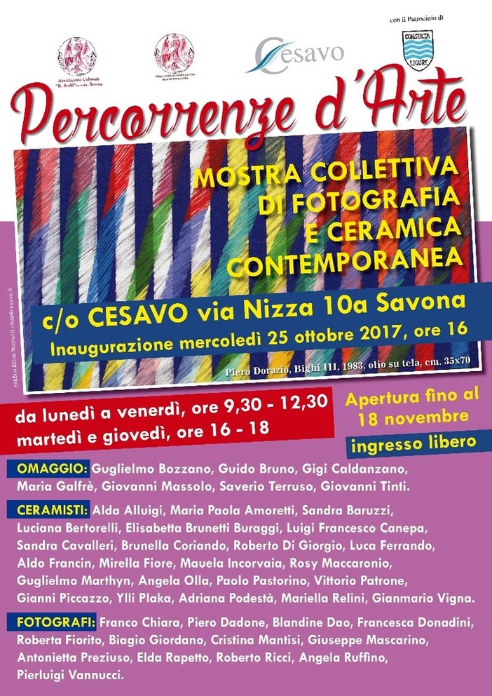 Savona, mostra di ceramica e fotografia presso il CESAVO a cura dell'Associazione &quot;Aiolfi&quot;