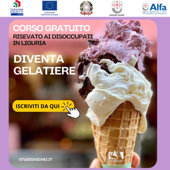 Corso gratis dedicato ai disoccupati in Liguria per diventare maestro gelatiere