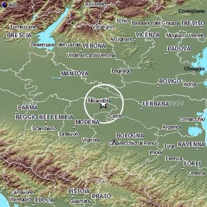 I dati dell'Istituto Nazionale di Geofisica e Vulcanologia sul terremoto in Pianura Padana-Emiliana