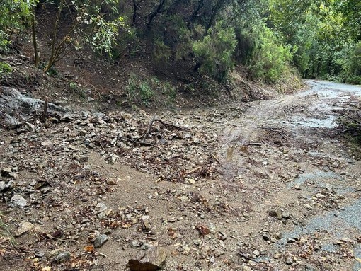 Frana in via Santuario della Pace tra Albisola e Celle: strada chiusa (FOTO)