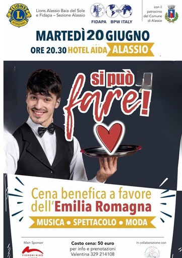 Alassio: rinviata a martedì 20 giugno la cena di beneficenza a favore dell'Emilia Romagna