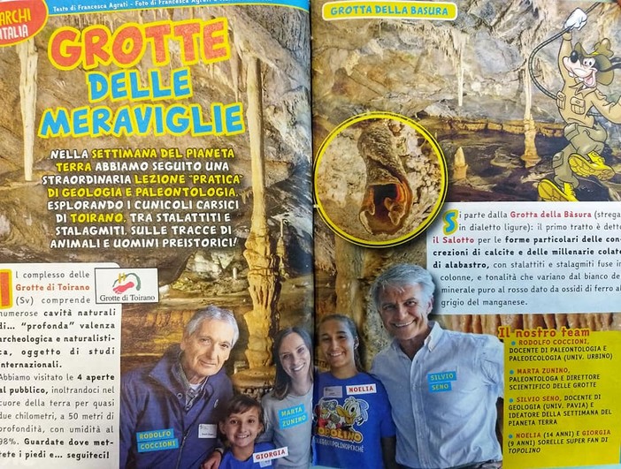 Le grotte di Toirano scelte da Topolino Magazine per celebrare la settimana del Pianeta Terra