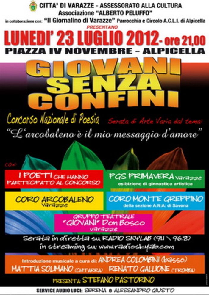 Varazze, finale del concorso di poesia “Giovani Senza Confini 2012” ad Alpicella