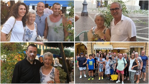 Festa a sorpresa al mercatino ortofrutticolo di Pietra Ligure per gli 80 anni di Simonetta Tassara (FOTO)