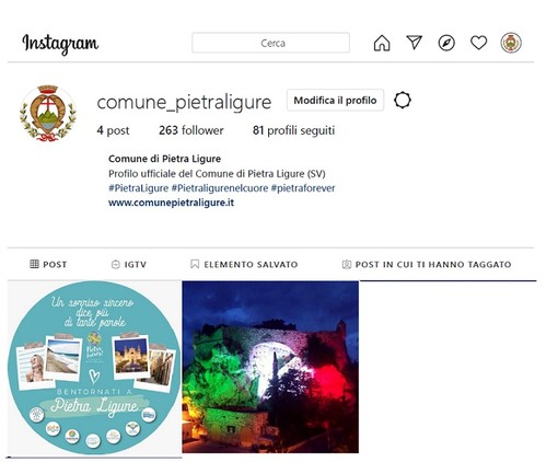 Il comune di Pietra Ligure sbarca su Instagram