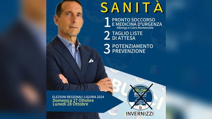 Sanità, Invernizzi (FdI): &quot;Urgente la riapertura del Pronto Soccorso di Albenga e di quello di Cairo Montenotte&quot;