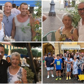 Festa a sorpresa al mercatino ortofrutticolo di Pietra Ligure per gli 80 anni di Simonetta Tassara (FOTO)