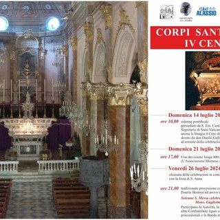 Domenica 14 luglio ad Alassio le celebrazioni del IV centenario dei Corpi Santi