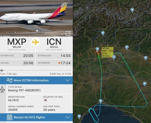 Volo Milano-Seul in difficoltà nei cieli del savonese: attivata la procedura d'emergenza