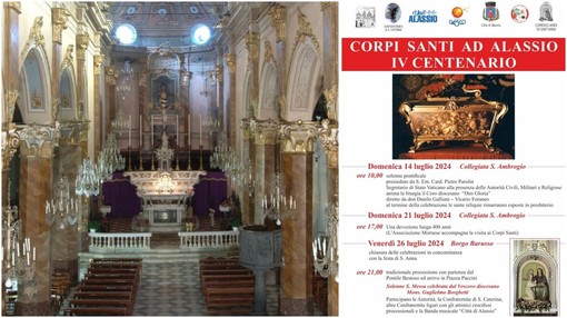 Domenica 14 luglio ad Alassio le celebrazioni del IV centenario dei Corpi Santi