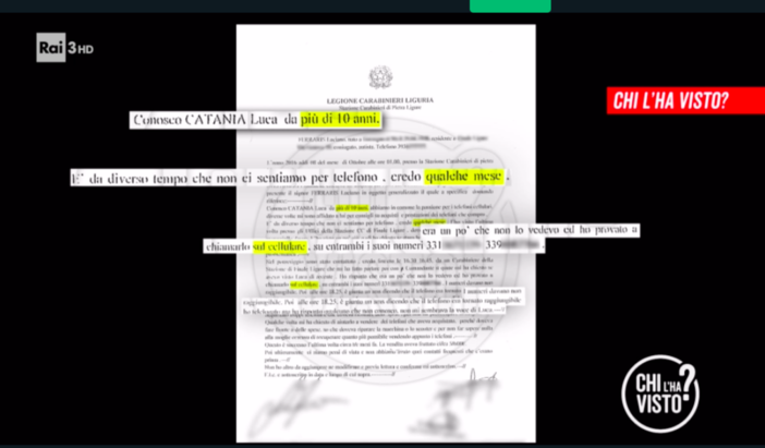 Una lettera anonima riapre il caso della scomparsa di Luca Catania a &quot;Chi l’Ha Visto?&quot;