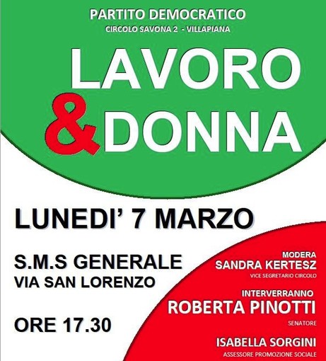 Lavoro &amp; Donna: Il PD prepara l'incontro di lunedì 7 marzo. Ospite tra gli altri la Sen. Roberta Pinotti