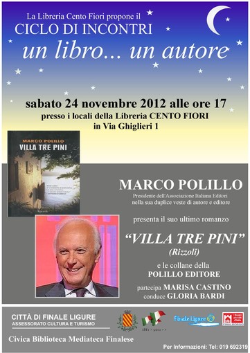 &quot;Un libro... un autore&quot;, a Finale la presentazione del libro &quot;Villa Tre Pini&quot;