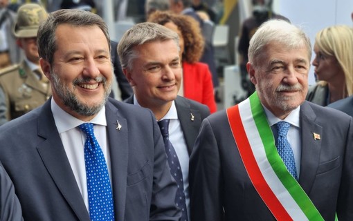 Matteo Salvini con Marco Bucci al Salone Nautico