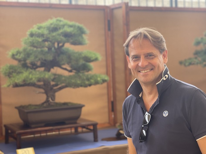 Andora, Marco Scajola, candidato al Senato per Noi Moderati, questa mattina all’inaugurazione del Festival del Bonsai