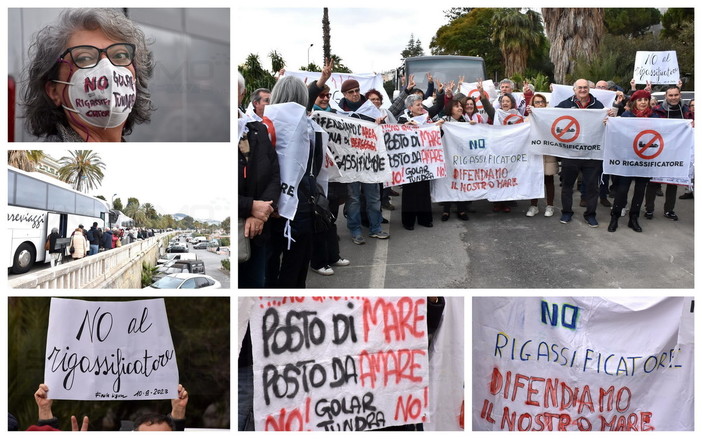 Sanremo: la protesta per dire 'No al rigassificatore' approda al Festival, in 100 da Savona e Vado (Foto e Video)