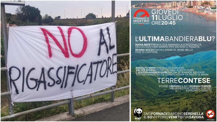 &quot;No al rigassificatore&quot;: l'11 luglio a Savona l'incontro &quot;L'ultima bandiera blu?/Terre contese&quot;