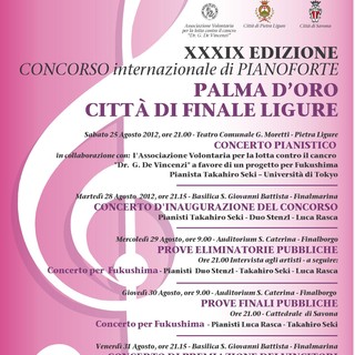 Il Concorso internazionale di pianoforte Palma d’oro a Finale Ligure