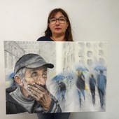 Dalla ristorazione alla pittura, Rosanna Giannotti espone nei locali AMA di Altare