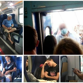 Vagoni affollati e mascherine abbassate: la difficile estate in emergenza Coronavirus per chi viaggia in treno (FOTO)