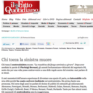 Chi tocca il centrosinistra muore (di Ferruccio Sansa, da Il Fatto Quotidiano)