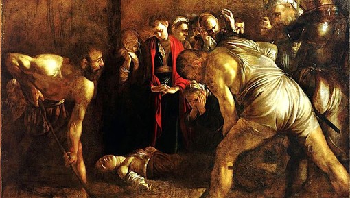 “Seppellimento di Santa Lucia”, Caravaggio, olio su tela, Santuario di Santa Lucia al Sepolcro a Siracusa