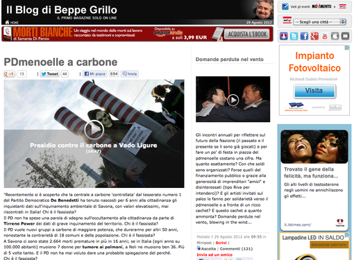 Dal blog di Beppe Grillo: PDmenoelle a carbone