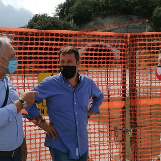 Infrastrutture, sopralluogo di Matteo Salvini al cantiere dell'Aurelia Bis ad Albisola