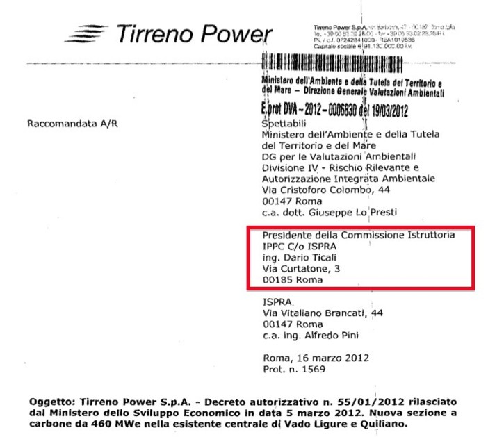 Commissione AIA Ilva di Taranto: le carte processuali tirano in ballo il presidente della Commissione Aia Dario Ticali. Lo stesso diffidato per l'AIA di Tirreno Power?