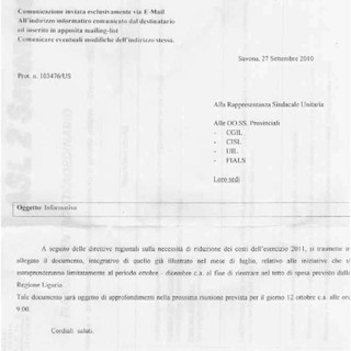 Esclusiva Savonanews: l'incredibile documento sui tagli della ASL2 (originale)