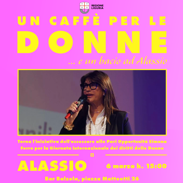 Alassio, &quot;Un caffè per le donne&quot;: da Balzola incontro con l'assessore Simona Ferro