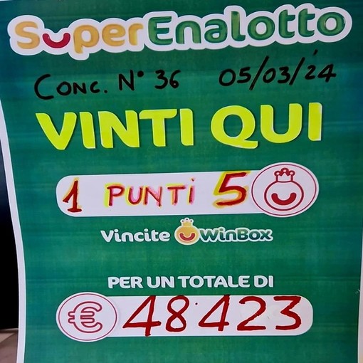 La fortuna fa capolino a Carcare: vinti oltre 48mila euro al SuperEnalotto