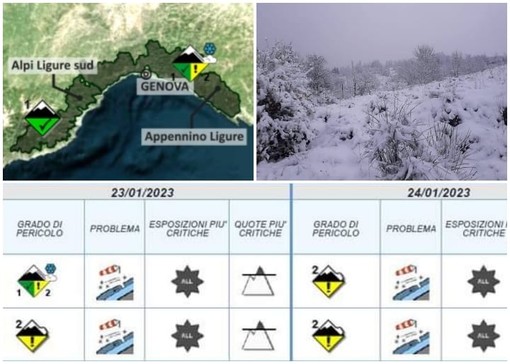 Valanghe, emessa la prima allerta gialla in Liguria