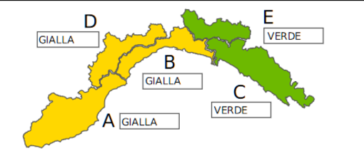 Allerta meteo gialla anche in Provincia di Savona