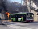 Savona, autobus in fiamme, intervento dei Vigili del fuoco
