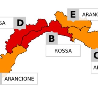 Confermata l'allerta rossa nel centro della Liguria (zone B e D) dalle 20 di stasera: domani 21 ottobre scuole chiuse nelle zone &quot;rosse&quot;