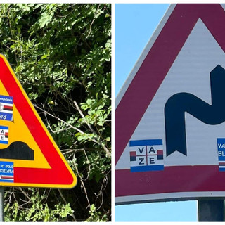 Adesivi di Samp e Genoa sui cartelli stradali sulla Sp542. Castellini: &quot;Fenomeno stupido, invece di deturpare facciano qualcosa per aiutare le comunità&quot;