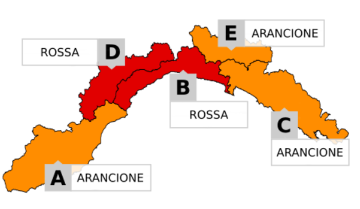 Maltempo sulla Liguria: prorogata l'allerta rossa sul centro-ponente e in Val Bormida