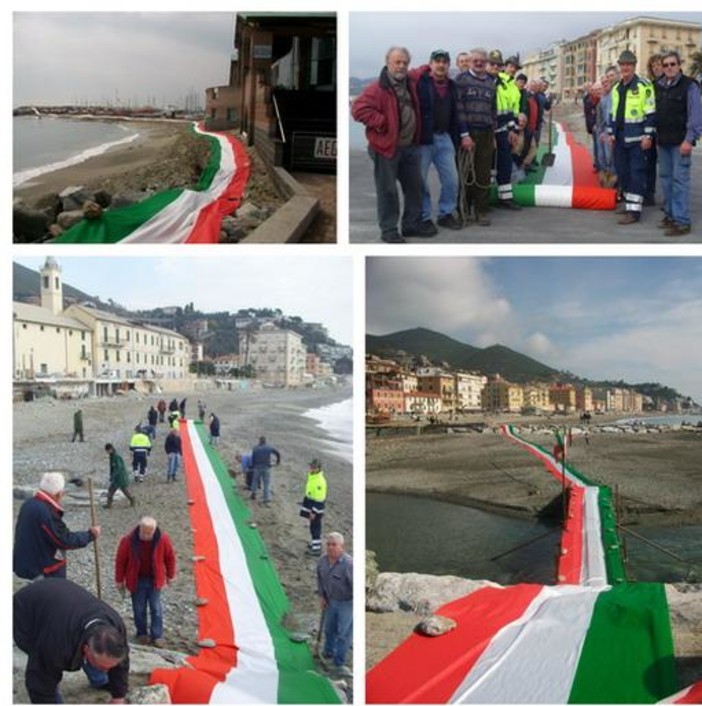 Posata sul litorale di Varazze la bandiera tricolore più lunga d’Italia