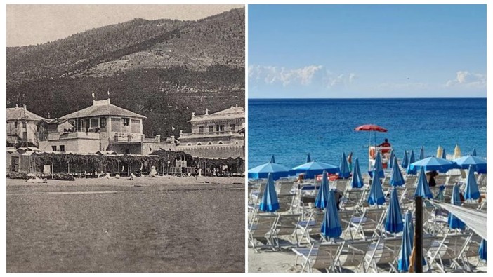 I bagni Cerutti a Spotorno in una foto dei primi anni di attività e come sono oggi