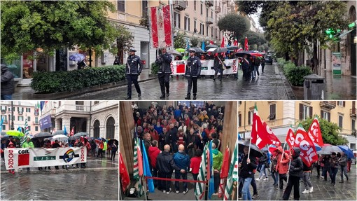 Primo maggio a Savona la pioggia non ferma il corteo. I sindacati: &quot;Cambiare le leggi che hanno creato la precarietà&quot;