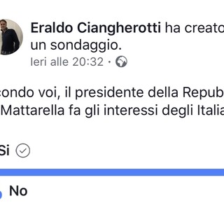 Ciangherotti (FI): &quot;In un mio sondaggio Facebook, il 91% è contro Mattarella. Coraggio, insieme bisogna reagire&quot;