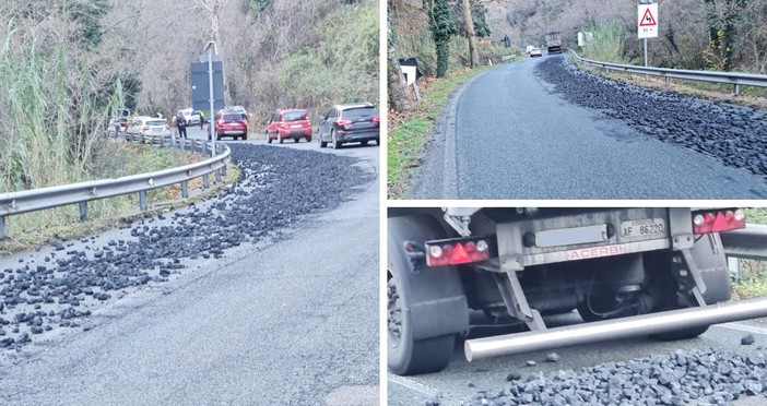 Savona, camion perde carbone sulla Sp29 del Cadibona: disagi al traffico